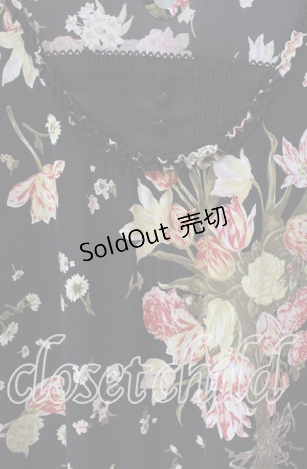 画像2: INGEBORG / ブーケ柄チュニック 4（11号） クロ O-25-09-04-089-LO-OP-IG-OS (2)