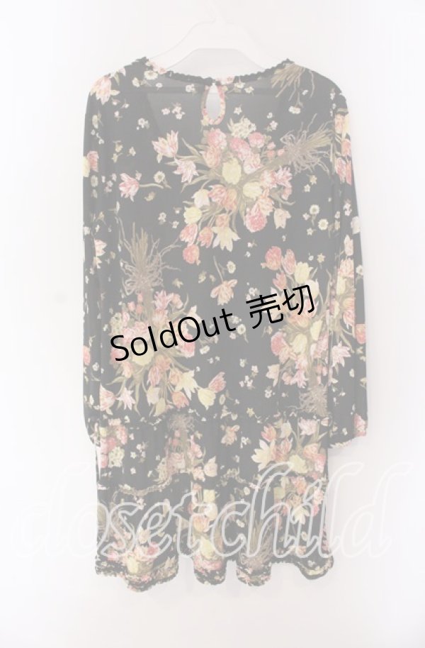画像3: INGEBORG / ブーケ柄チュニック 4（11号） クロ O-25-09-04-089-LO-OP-IG-OS (3)