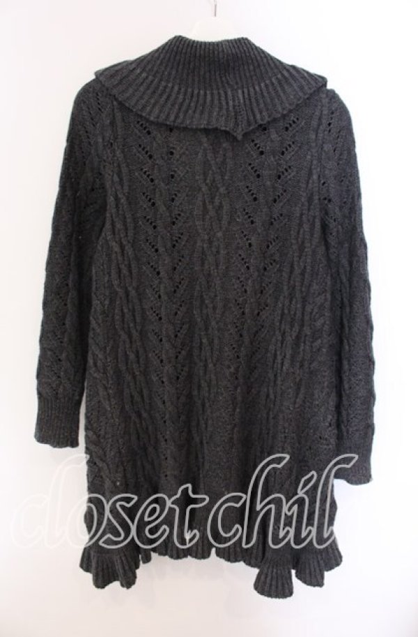 画像3: INGEBORG / ケーブル編みラッフルトッパーカーディガン 9 グレー O-25-09-04-091-LO-JA-IG-ZT022 (3)