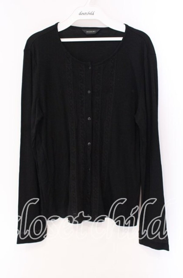 画像1: 【SALE】INGEBORG / レース配色カーディガン 11 クロ O-25-09-04-097-LO-TO-IG-ZT011 (1)