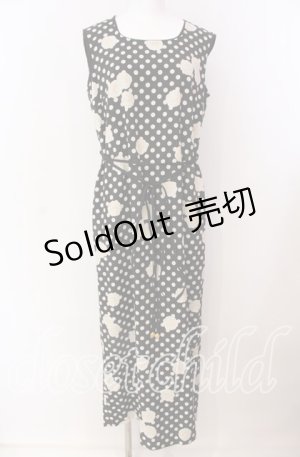 画像: INGEBORG / ドットカメリアノースリーブロングワンピース M クロ×クリーム O-25-09-04-102-LO-OP-IG-OS