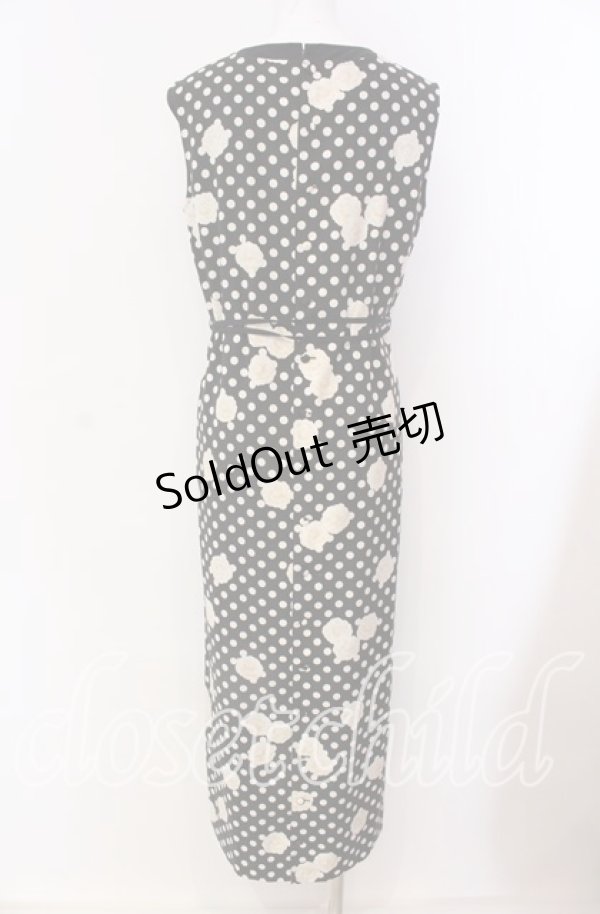 画像3: INGEBORG / ドットカメリアノースリーブロングワンピース M クロ×クリーム O-25-09-04-102-LO-OP-IG-OS (3)