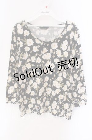 画像: PINK HOUSE / フラワー柄7部袖カットソー 11 クロ O-25-09-04-103-LO-TO-IG-ZI