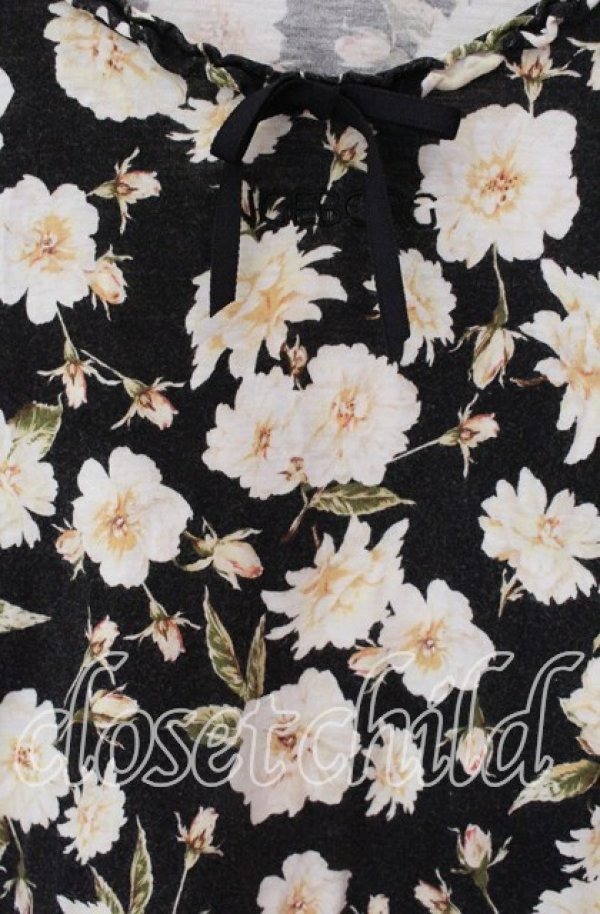 画像2: PINK HOUSE / フラワー柄7部袖カットソー 11 クロ O-25-09-04-103-LO-TO-IG-ZI (2)