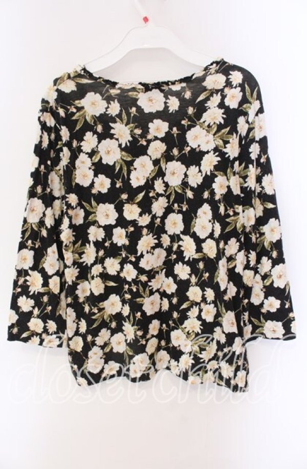 画像3: PINK HOUSE / フラワー柄7部袖カットソー 11 クロ O-25-09-04-103-LO-TO-IG-ZI (3)