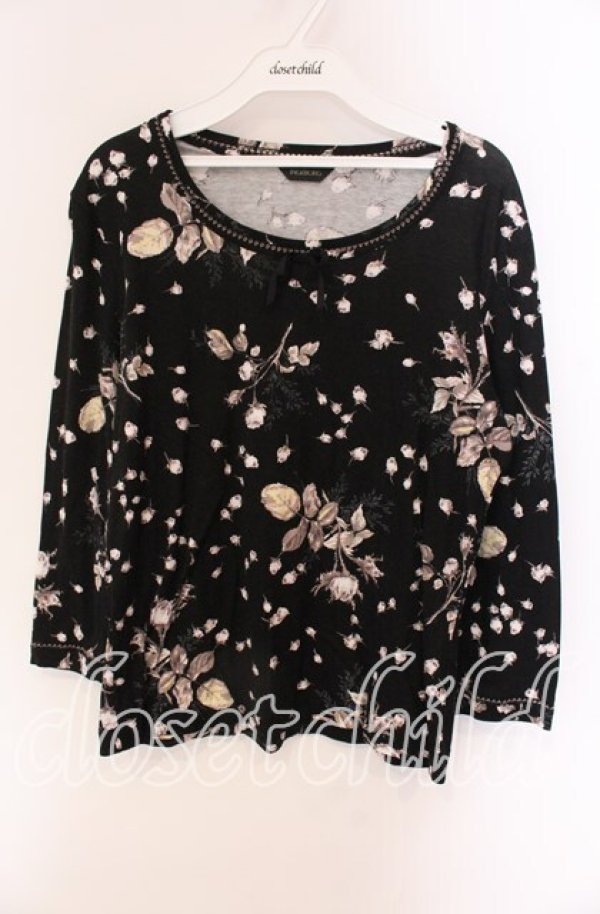 画像1: INGEBORG / ローズプリント7部袖カットソー 11 クロ O-25-09-04-104-LO-TO-IG-ZI (1)