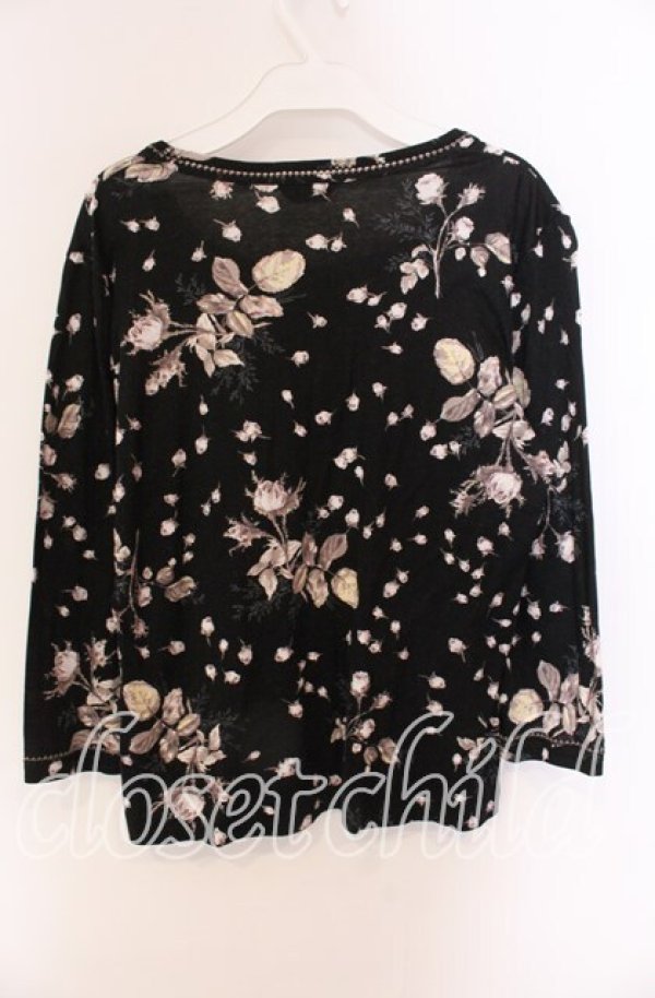 画像3: INGEBORG / ローズプリント7部袖カットソー 11 クロ O-25-09-04-104-LO-TO-IG-ZI (3)