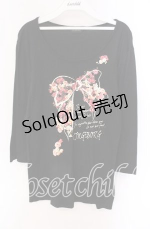 画像: INGEBORG / フラワーリボンプリントロングカットソー 11 クロ O-25-09-04-109-LO-TO-IG-ZT011