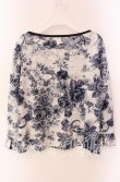 画像3: 【SALE】INGEBORG / ハンドドローローズジャガードカットソー 4（11号） オフ×ブルー O-25-09-04-112-LO-TO-IG-ZT011 (3)
