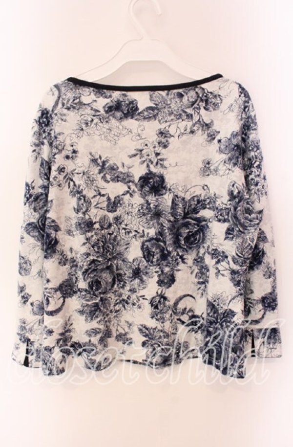 画像3: 【SALE】INGEBORG / ハンドドローローズジャガードカットソー 4（11号） オフ×ブルー O-25-09-04-112-LO-TO-IG-ZT011 (3)