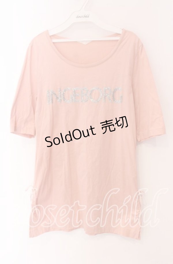 画像1: INGEBORG / ラメブレードロゴカットソー  ピンク O-25-09-04-117-LO-TO-IG-ZT091 (1)