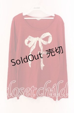 画像: INGEBORG / リボンプリントシャドーボーダーカットソー 11 アカ O-25-09-04-125-LO-TO-IG-OS