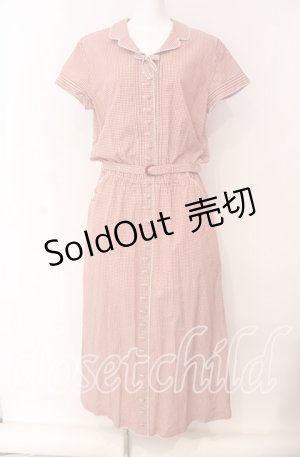 画像: INGEBORG / チェック柄ロングワンピース  アカギンガム O-25-09-04-018-LO-OP-IG-OS