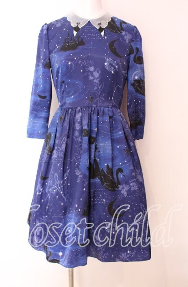 画像1: MILK / スワンレイクドレス  ナイトブルー×ブラックスワン O-25-09-04-022-ML-OP-OW-OS (1)