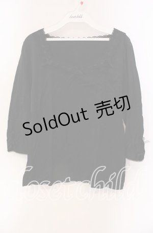 画像: INGEBORG / 透かしリボンカットソー 11 クロ O-25-09-06-031-LO-TO-IG-ZI