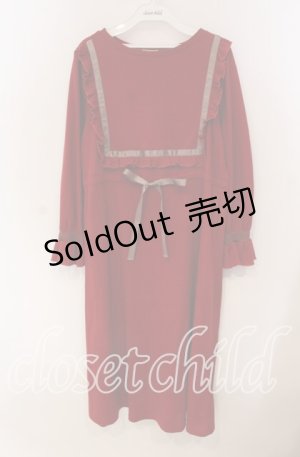 画像: LEBECCA boutique / プリドーンを見つめるハイネックフリルワンピース  アカ O-25-09-06-042-EL-OP-OW-OS