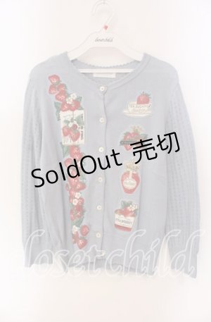 画像: Jane Marple / Strawberry label デコパージュカーディガン M サックス O-25-09-06-043-JM-TO-OW-OS