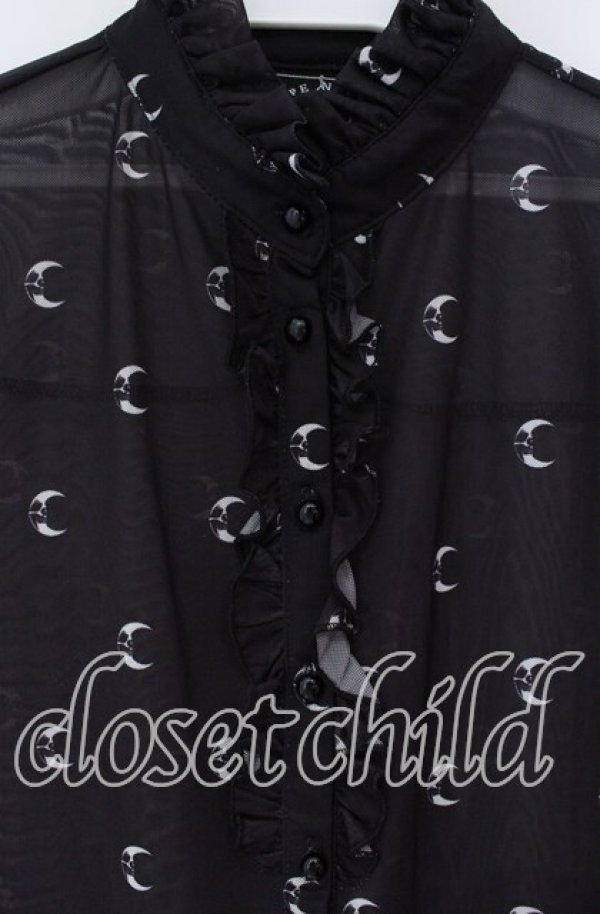 画像2: 【SALE】KILL STAR / ムーン総柄シアーブラウス S ブラック O-25-09-06-058-SL-BL-OW-ZT259 (2)