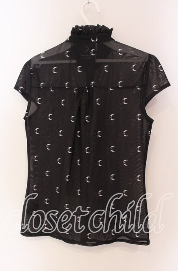 画像3: 【SALE】KILL STAR / ムーン総柄シアーブラウス S ブラック O-25-09-06-058-SL-BL-OW-ZT259 (3)