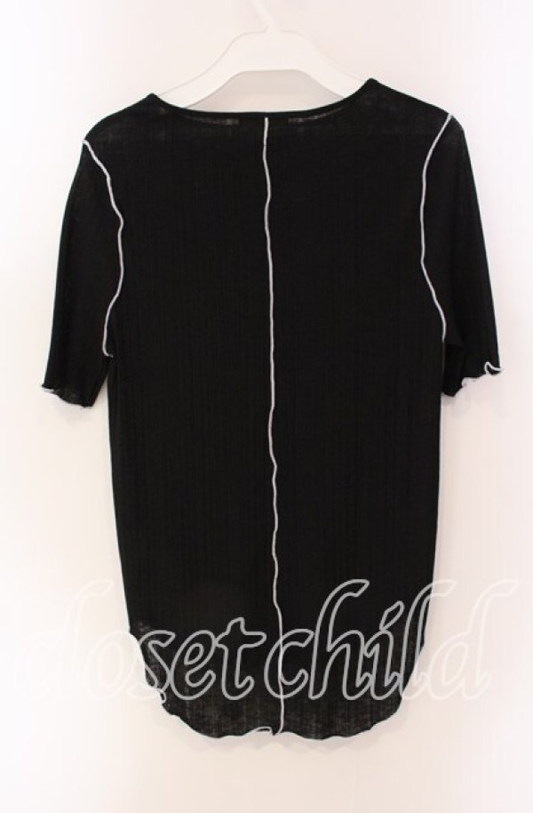 画像2: 【SALE】Candy Stripper / SEE THROUGH WAVY RIB H/S トップス 2 ブラック O-25-09-06-059-PU-TO-OW-ZT101 (2)