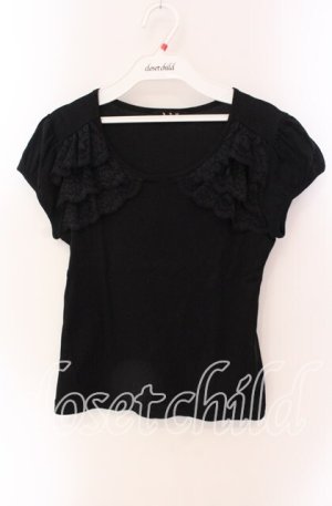 画像: BPN / レース配色パフスリTシャツ M ブラック O-25-09-06-060-GO-TO-OW-OS