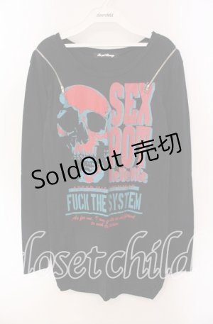画像: SEX POT ReVeNGe / ショルダージップロングカットソー  ブラック O-25-09-06-063-SP-TO-OW-OS