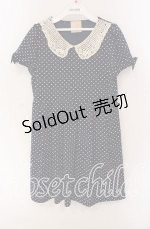 画像: an another angelus / レース襟ドットワンピース F ネイビー O-25-09-06-066-CA-OP-OW-OS
