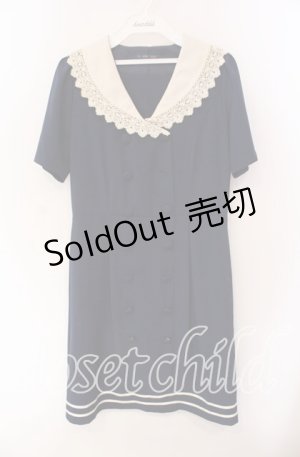 画像: an another angelus / スカーフカラーマリン半袖ワンピース F ネイビー O-25-09-06-069-CA-OP-OW-OS
