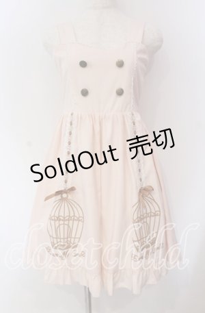 画像: DearMyLove / オリジナル鳥かごプリント＆リボン♪ジャンバースカートワンピース M ピンク O-25-09-06-021-EL-OP-OW-OS
