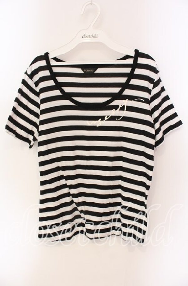 画像1: 【SALE】INGEBORG / Uネックカットソー 4（11号相当） クロ×シロ O-25-09-06-027-LO-TO-IG-ZT091 (1)