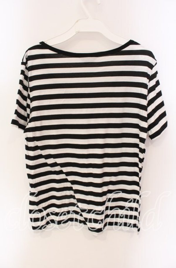 画像2: 【SALE】INGEBORG / Uネックカットソー 4（11号相当） クロ×シロ O-25-09-06-027-LO-TO-IG-ZT091 (2)