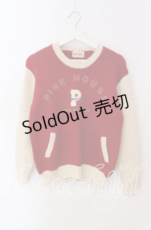 画像: PINK HOUSE / Pロゴニット  アカ×アイボリー O-25-09-08-001-LO-TO-IG-OS