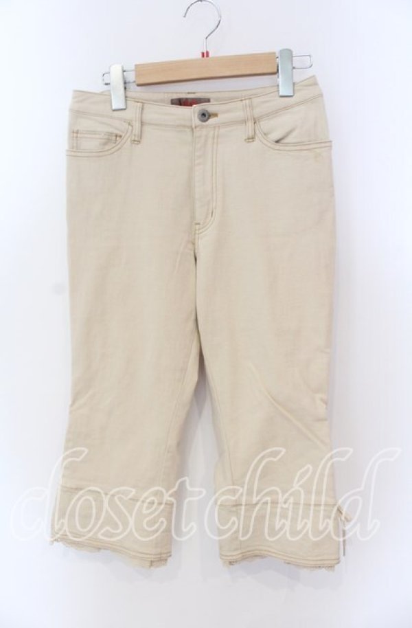 画像1: 【SALE】PINK HOUSE / 裾レース使いデニムパンツ M ベージュ O-25-09-08-042-LO-PA-OW-ZT022 (1)