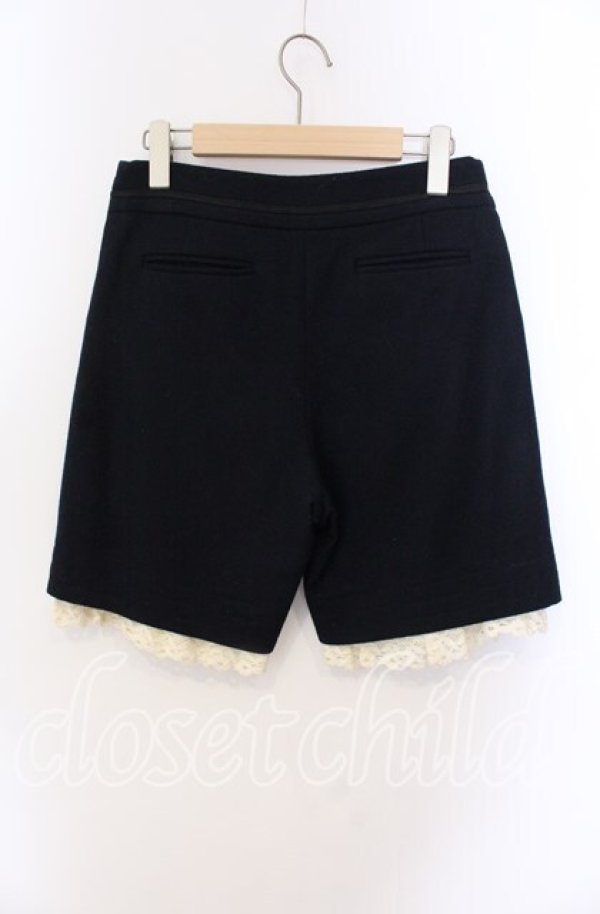 Jane Marple / ボタン配色ウールハーフパンツ M ネイビー O-25
