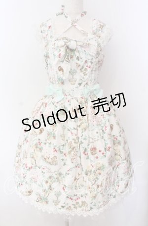 画像: BABY,THE STARS SHINE BRIGHT / Blooming Snow White柄リボンジャンパースカート  オフシロ O-25-09-08-057-BA-OP-IG-OS