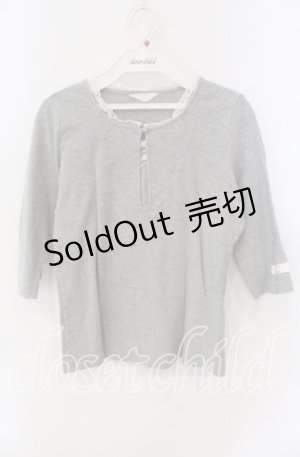 画像: 【SALE】PINK HOUSE / レース配色5部袖カットソー  グレー O-25-09-08-007-LO-TS-IG-ZT078