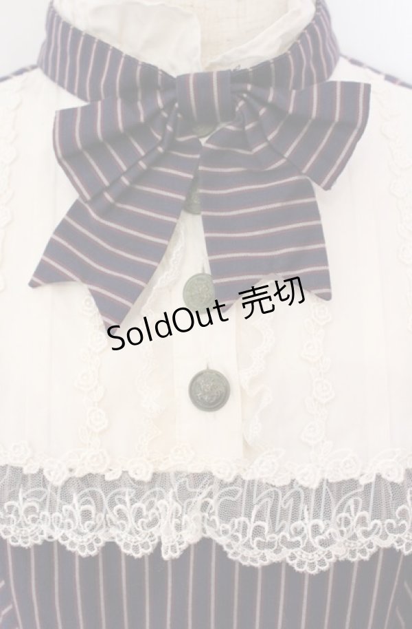 画像2: Innocent World / スタンドカラーストライプワンピース L ネイビー O-25-09-08-064-IW-OP-IG-OS (2)