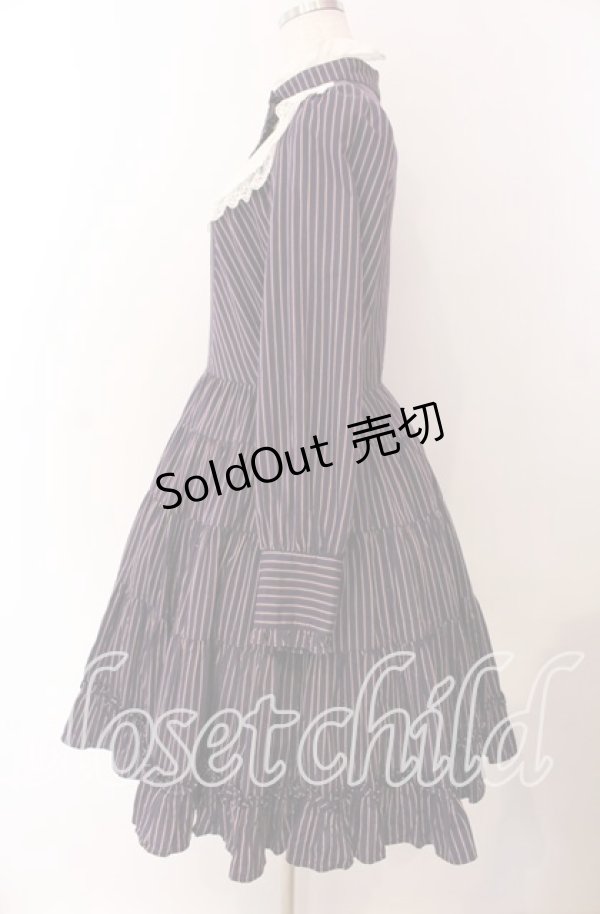 画像3: Innocent World / スタンドカラーストライプワンピース L ネイビー O-25-09-08-064-IW-OP-IG-OS (3)