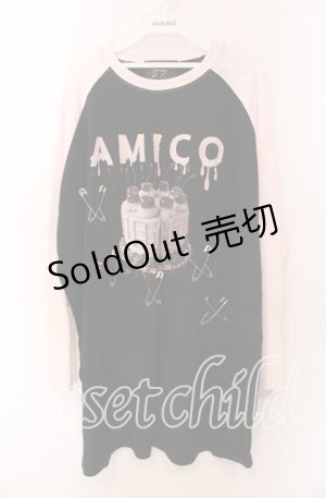 画像: Jamie エーエヌケー / ケーキプリントロンTEE  クロ×ピンク O-25-09-08-080-LO-TO-IG-OS