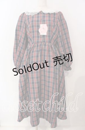 画像: m petit by misako / ハローキティチェックワンピース L ネイビー×レッドチェック O-25-09-08-021-LO-OP-IG-OS