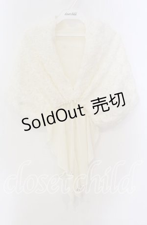 画像: axes femme / 薔薇モチーフショール 92×34cm アイボリー O-25-09-08-026-AX-TO-IG-OS