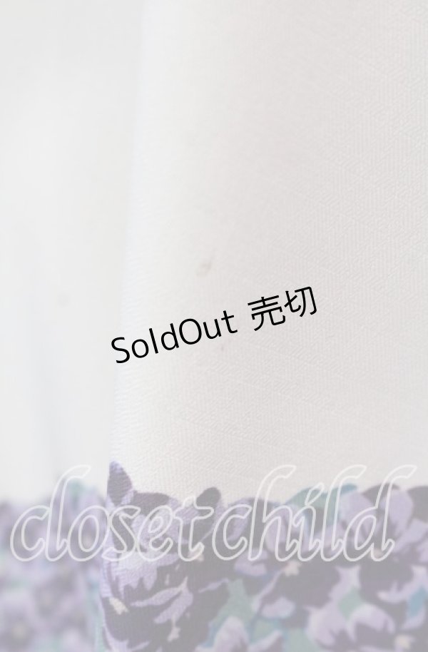 画像2: 【SALE】an another angelus / スミレブーケプリントサーキュラースカート F ベージュ×パープル O-25-09-08-031-CA-SK-OW-ZT007 (2)