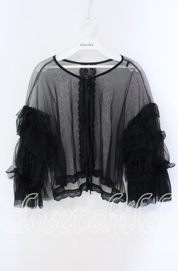 画像1: axes femme / フリルチュールトップス  クロ O-25-09-09-035-AX-TO-IG-ZT081 (1)