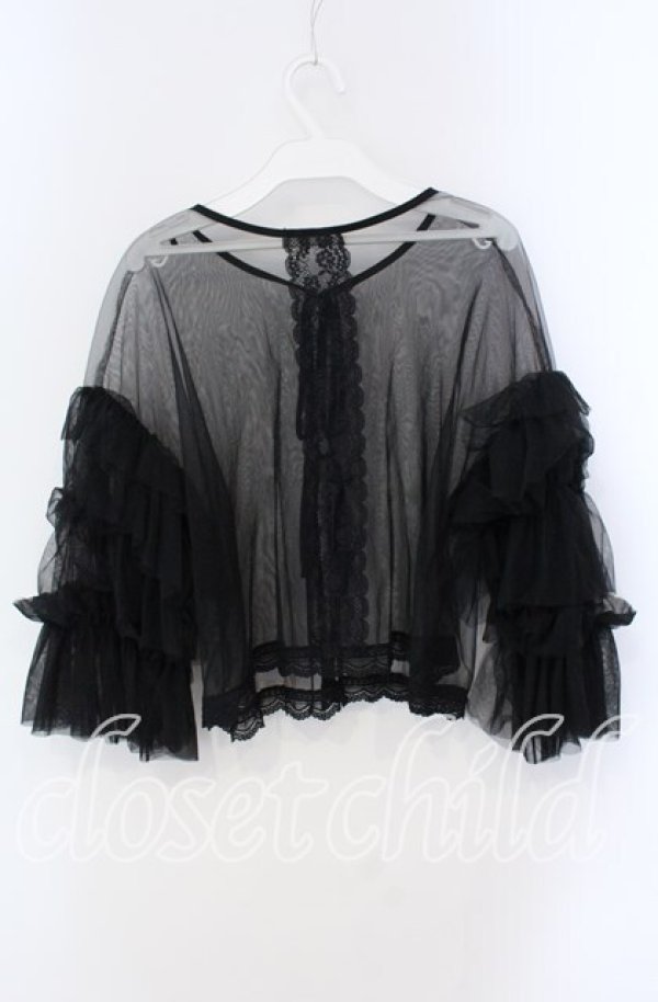 画像2: axes femme / フリルチュールトップス  クロ O-25-09-09-035-AX-TO-IG-ZT081 (2)