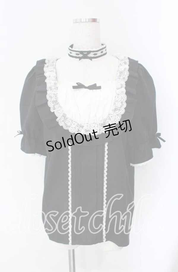 画像1: DearMyLove / チョーカーメイドフリルヨークトップス 3L クロ×シロ O-25-09-09-042-EL-TO-IG-ZT256 (1)