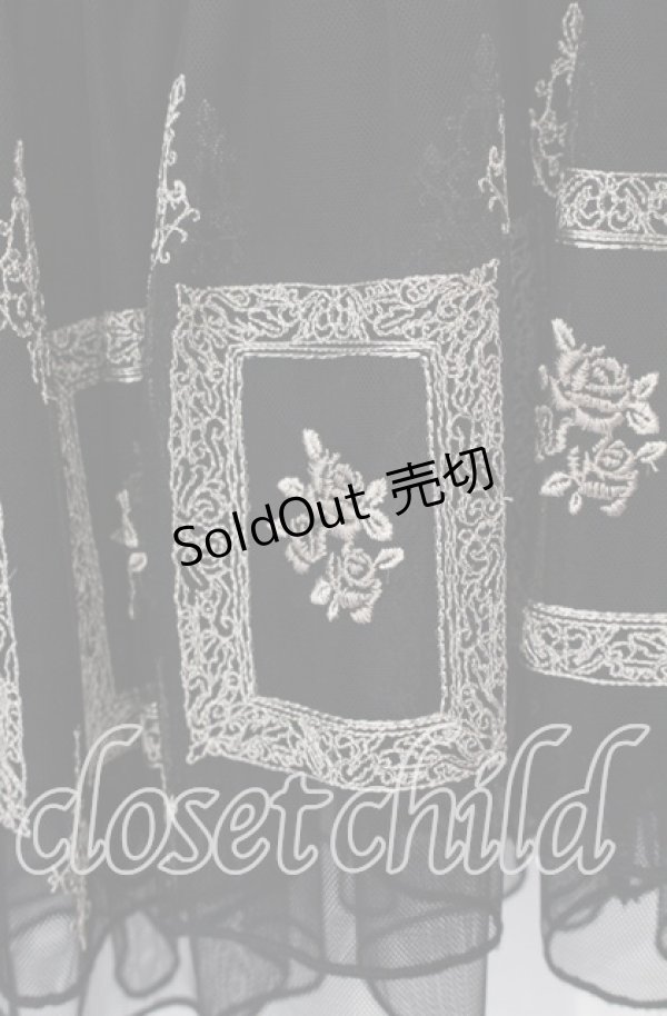 画像2: axes femme / 額縁刺繍チュールスカート  クロ O-25-09-09-047-AX-SK-IG-OS (2)