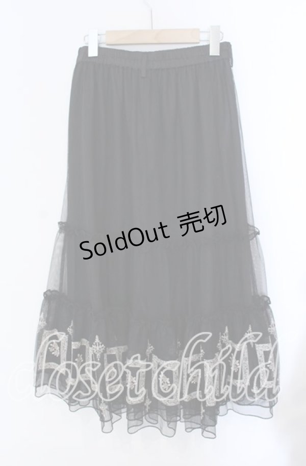画像3: axes femme / 額縁刺繍チュールスカート  クロ O-25-09-09-047-AX-SK-IG-OS (3)