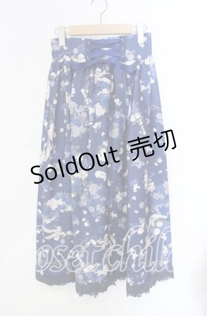 画像: axes femme / ローズリース柄スカート  ブルー O-25-09-09-049-AX-SK-IG-OS