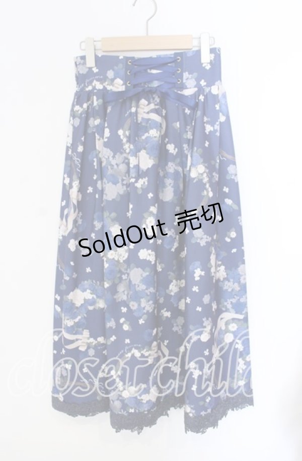 画像1: axes femme / ローズリース柄スカート  ブルー O-25-09-09-049-AX-SK-IG-OS (1)