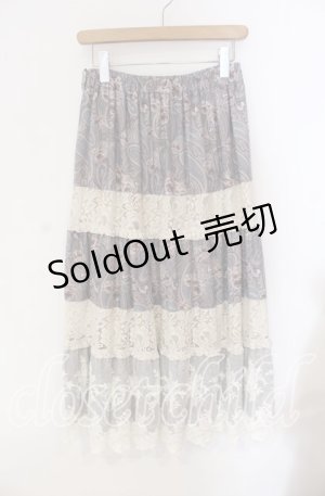 画像: axes femme / ペイズリー×花柄ロングスカート  ベージュ O-25-09-09-051-AX-SK-IG-OS